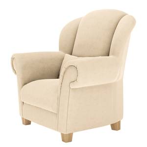 Ohrensessel Purias Flachgewebe - Webstoff Caya: Beige - Mit Hocker