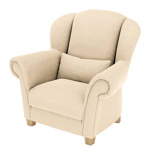 Fauteuil à oreilles Purias Tissage à plat - Tissu Caya: Beige - Avec repose-pieds