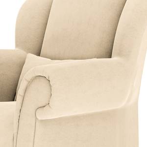 Ohrensessel Purias Flachgewebe - Webstoff Caya: Beige - Mit Hocker