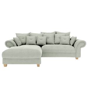 Ecksofa Purias Flachgewebe - Webstoff Caya: Mintgrau - Longchair davorstehend links