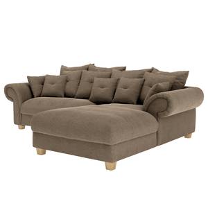 Ecksofa Purias Flachgewebe - Webstoff Caya: Braun - Longchair davorstehend rechts