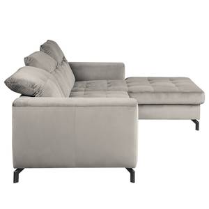 Divano con chaise longue White Pine Velluto Velina: grigio chiaro - Longchair preimpostata a destra