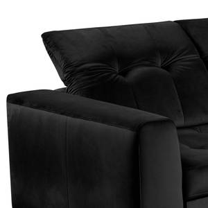 Ecksofa White Pine mit Longchair Samt Velina: Schwarz - Longchair davorstehend rechts