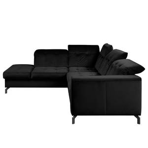 Ecksofa White Pine mit Ottomane Samt Velina: Schwarz - Ottomane davorstehend links