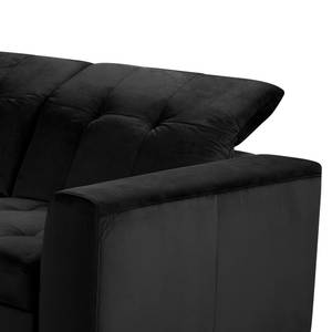 Ecksofa White Pine mit Ottomane Samt Velina: Schwarz - Ottomane davorstehend links