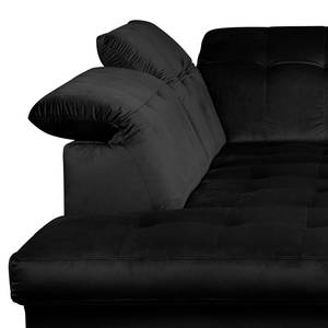 Ecksofa White Pine mit Ottomane Samt Velina: Schwarz - Ottomane davorstehend links