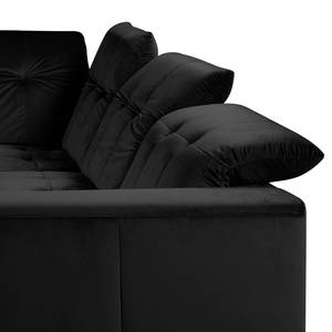 Ecksofa White Pine mit Ottomane Samt Velina: Schwarz - Ottomane davorstehend links