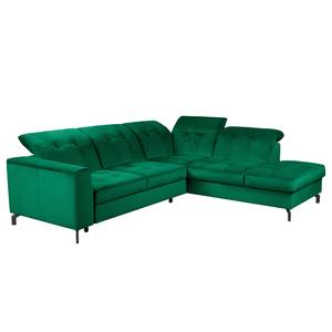 Ecksofa White Pine Velluto Velina: verde scuro - Penisola preimpostata a destra