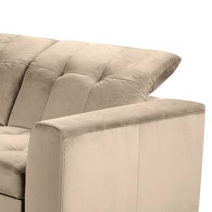 Ecksofa White Pine mit Ottomane Samt Velina: Cappuccino - Ottomane davorstehend links