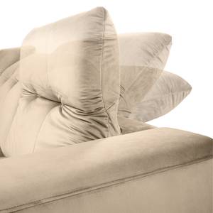 Ecksofa White Pine mit Ottomane Samt Velina: Cappuccino - Ottomane davorstehend links