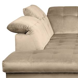 Ecksofa White Pine mit Ottomane Samt Velina: Cappuccino - Ottomane davorstehend links