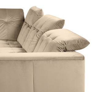 Ecksofa White Pine mit Ottomane Samt Velina: Cappuccino - Ottomane davorstehend links