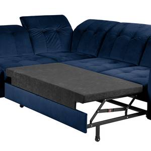 Ecksofa White Pine mit Ottomane Samt Velina: Royalblau - Ottomane davorstehend links