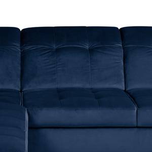 Ecksofa White Pine mit Ottomane Samt Velina: Royalblau - Ottomane davorstehend links