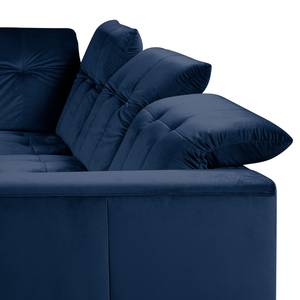 Ecksofa White Pine mit Ottomane Samt Velina: Royalblau - Ottomane davorstehend links