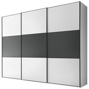 Schwebetürenschrank Includo Typ B Weiß / Graphit - Breite: 249 cm - Premium - Grau