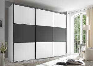 Schwebetürenschrank Includo Typ B Weiß / Graphit - Breite: 249 cm - Premium - Grau