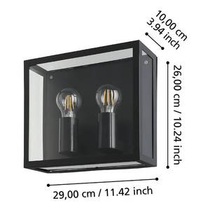 Wandlamp Alamonte staal/glas  - 2 lichtbronnen