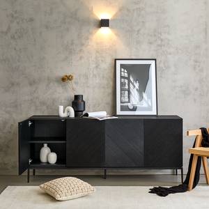 Sideboard IKON 180 cm Echtholzfurnier / Eisen - Paulownia Schwarz / Schwarz