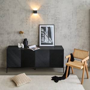 Sideboard IKON 180 cm Echtholzfurnier / Eisen - Paulownia Schwarz / Schwarz