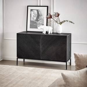 Sideboard IKON 120 cm Echtholzfurnier / Eisen - Paulownia Schwarz / Schwarz