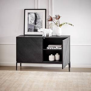 Enfilade IKON 120 cm Placage en bois véritable / Fer - Paulownia noir / Noir