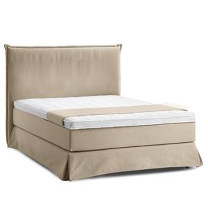 Boxspringbett AVELLINO mit Husse Webstoff Meara: Schlamm - 140 x 200cm - H3