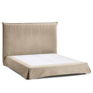 Boxspringbett AVELLINO mit Husse Webstoff Meara: Schlamm - 160 x 200cm - H3