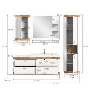 Badezimmerset Norbuck 4-teilig Weiß / Eiche Dekor