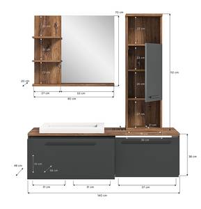 Badkamerset Rimbey 3-delig antracietkleurig/donkere tin-eikenhouten look