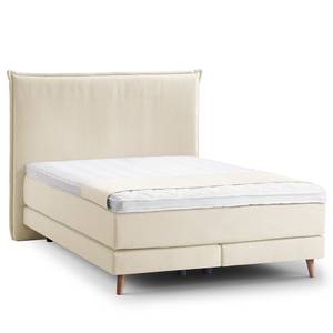 Lit boxspring Avellino I Tissu Meara: Platine - 140 x 200cm - D2 souple