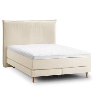 Boxspring Avellino I Geweven stof Meara: Platinakleurig - 140 x 200cm - H2 zacht