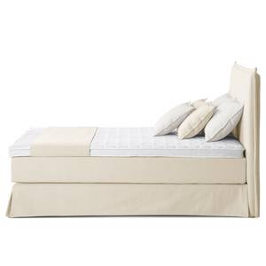 Boxspring Avellino II Geweven stof Meara: Platinakleurig - 140 x 200cm - H3 medium