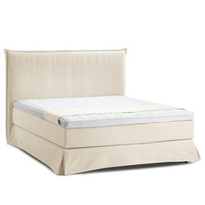 Boxspringbett AVELLINO mit Husse Webstoff Meara: Platin - 160 x 200cm - H2