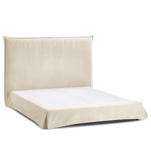 Boxspringbett AVELLINO mit Husse Webstoff Meara: Platin - 160 x 200cm - H2