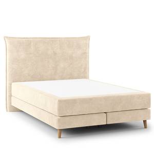 Boxspring Avellino I Velours Vaia: Crèmekleurig - 140 x 200cm - H2 zacht