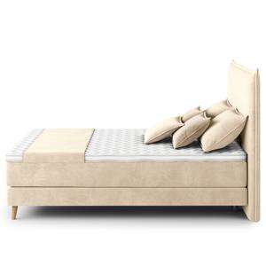 Boxspring Avellino I Velours Vaia: Crèmekleurig - 140 x 200cm - H2 zacht