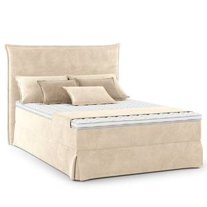 Boxspring Avellino II Velours Vaia: Crèmekleurig - 140 x 200cm - H2 zacht