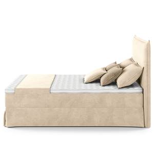 Boxspring Avellino II Velours Vaia: Crèmekleurig - 140 x 200cm - H2 zacht