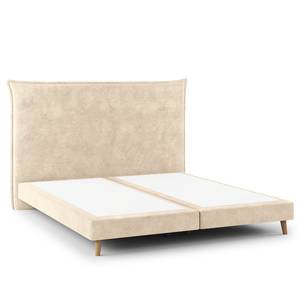 Lit boxspring Avellino I Velours Vaia: Crème - 180 x 200cm - D3 medium