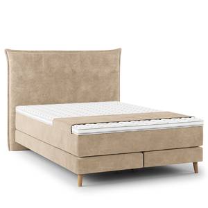 Letto boxspring Avellino I Velluto Vaia: beige - 140 x 200cm - H3