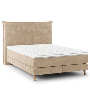 Boxspringbett AVELLINO Klassisch Samt Vaia: Beige - 140 x 200cm - H3