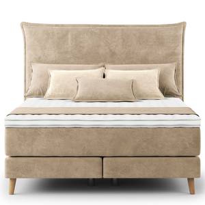 Boxspringbett AVELLINO Klassisch Samt Vaia: Beige - 140 x 200cm - H3