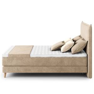 Lit boxspring Avellino I Velours Vaia: Beige - 140 x 200cm - D3 medium