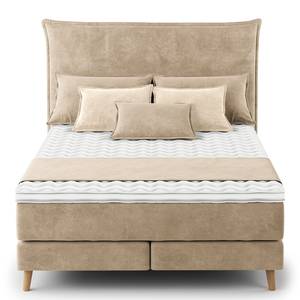 Boxspringbett AVELLINO Klassisch Samt Vaia: Beige - 140 x 200cm - H3