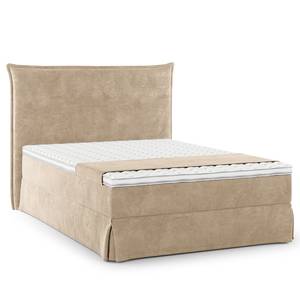 Boxspring Avellino II Velours Vaia: Beige - 140 x 200cm - H2 zacht