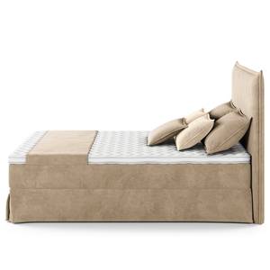 Boxspring Avellino II Velours Vaia: Beige - 140 x 200cm - H2 zacht