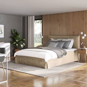 Boxspring Avellino II Velours Vaia: Beige - 140 x 200cm - H2 zacht