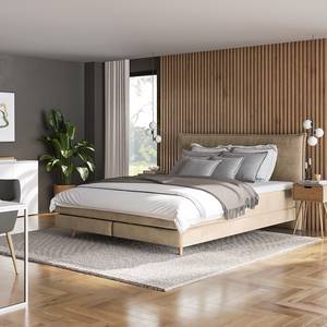 Boxspringbett AVELLINO Klassisch Samt Vaia: Beige - 180 x 200cm - H2