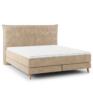 Lit boxspring Avellino I Velours Vaia: Beige - 160 x 200cm - D3 medium